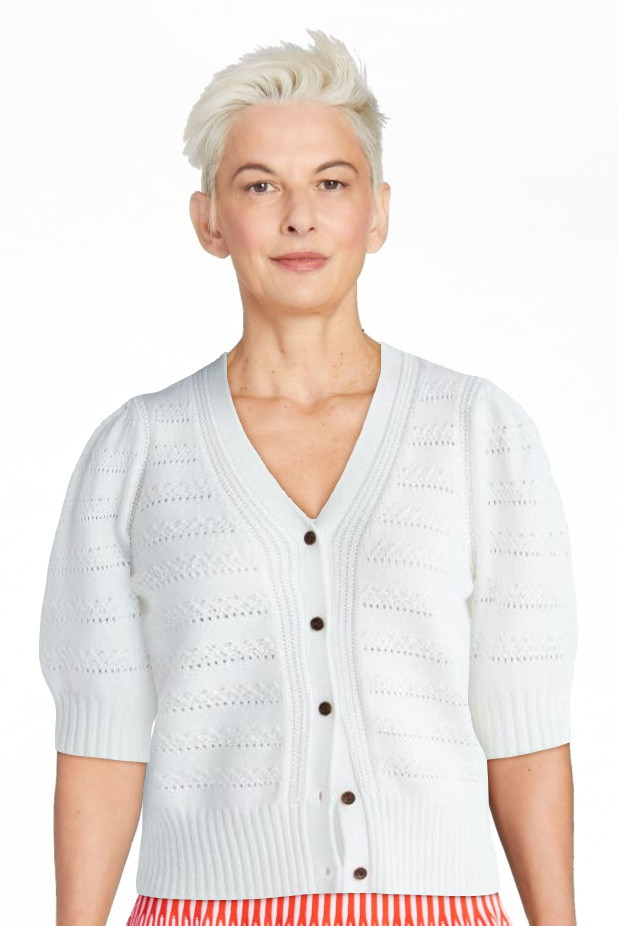 Free Assembly's Women's Cotton Crochet Cardigan Sweater with Puff Sleeves, Sizes XS-4X | Walmart (US)