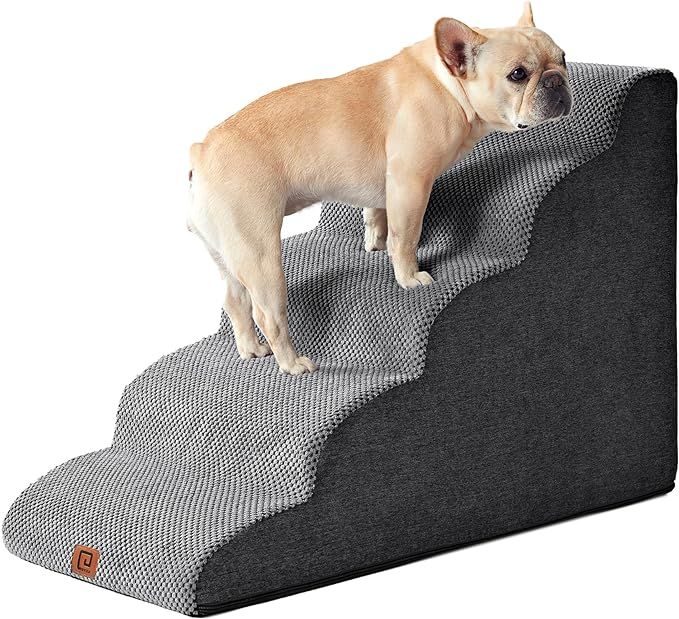EHEYCIGA Curved Dog Stairs for High Beds 22.6" H, 5-Step Dog Steps for Small Dogs and Cats, Pet S... | Amazon (US)