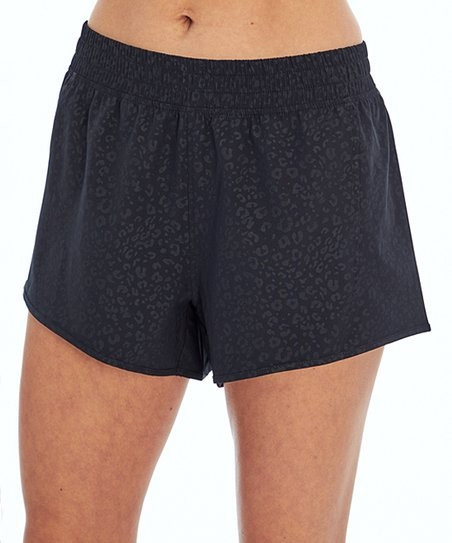 3'' Black Leopard-Embossed Power Shorts - Women | Zulily