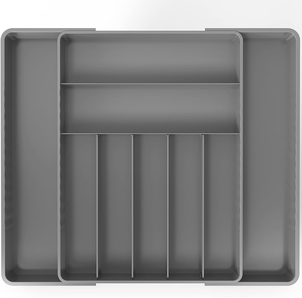 Simple Houseware Expandable Kitchen Drawer Flatware Organizer, Grey | Amazon (US)