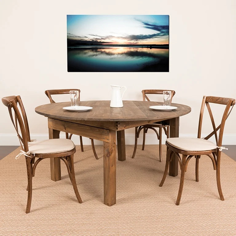 Offex Round Dining Table | Farm Inspired, Rustic and Antique Pine Dining Room Table | Walmart (US)