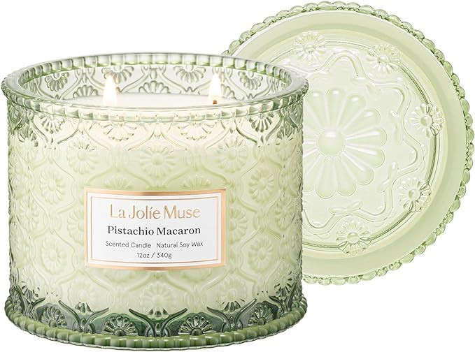 LA JOLIE MUSE Pistachio Macaron Scented Candle, Candles for Home Scented, Large 2-Wick Soy Candle... | Amazon (US)