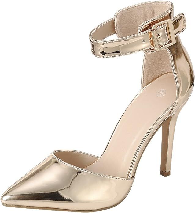 Cambridge Select Women's D'Orsay Closed Pointed Toe Buckled Ankle Strap Stiletto High Heel Pump | Amazon (US)