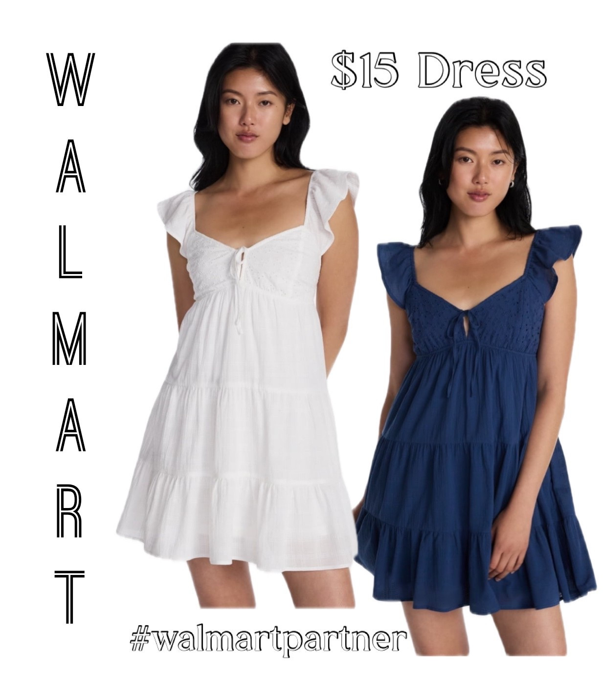 No Boundaries Tiered Cotton Dress with Flutter Sleeves, Women’s XXS-XXL