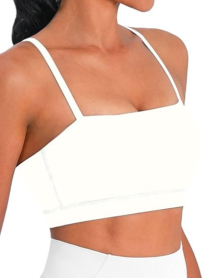 Sunzel Women's Square Neck Sports Bra Adjustable Spaghetti Straps Wireless Padded Yoga Bra Butter... | Amazon (US)