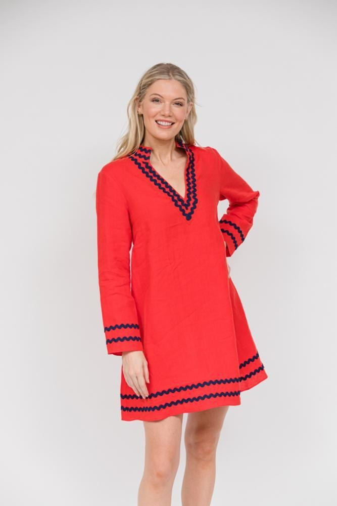 Red Long Sleeve Tunic Dress | Sail to Sable