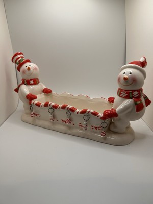 Snowman/Candy Cane Christmas Candy Dish Vintage | eBay US