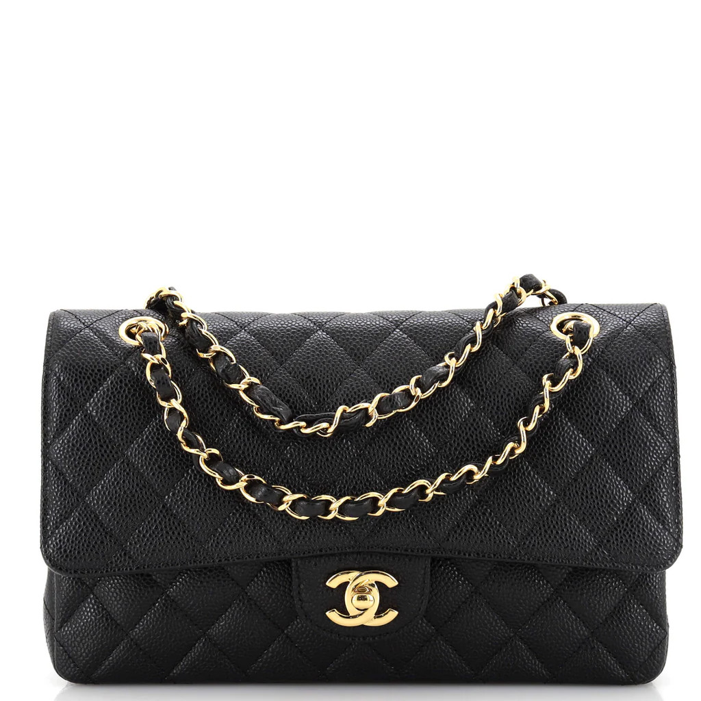 Classic Double Flap Bag Quilted Caviar Medium | Rebag