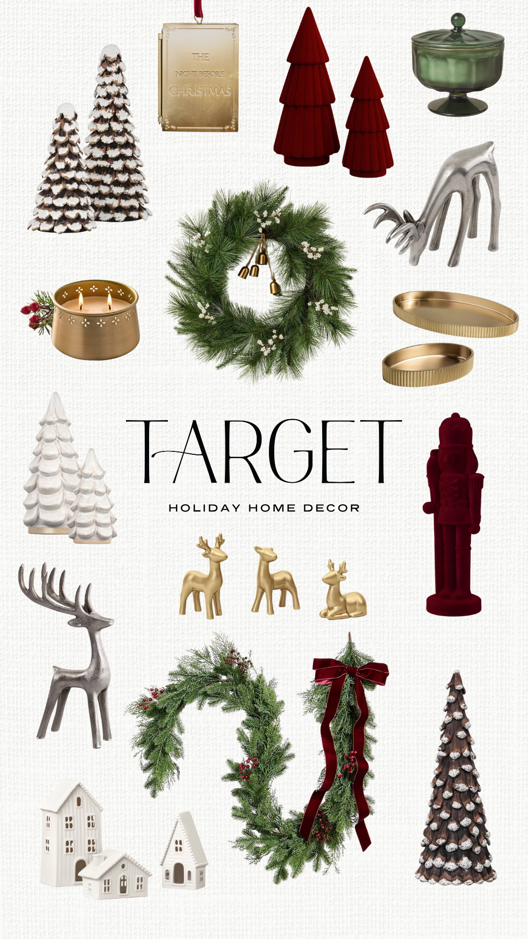 Target holiday home decor. Christmas decorations. Neutral holiday decor. Wreaths and swag. Nutrackers. Reindeer statues and figurines. Christmas ornaments. Holiday candles. Velvet trees and nutcrackers. Luxury holiday decor.  

 #LTKmomlife #LTKSeasonal #LTKHome
