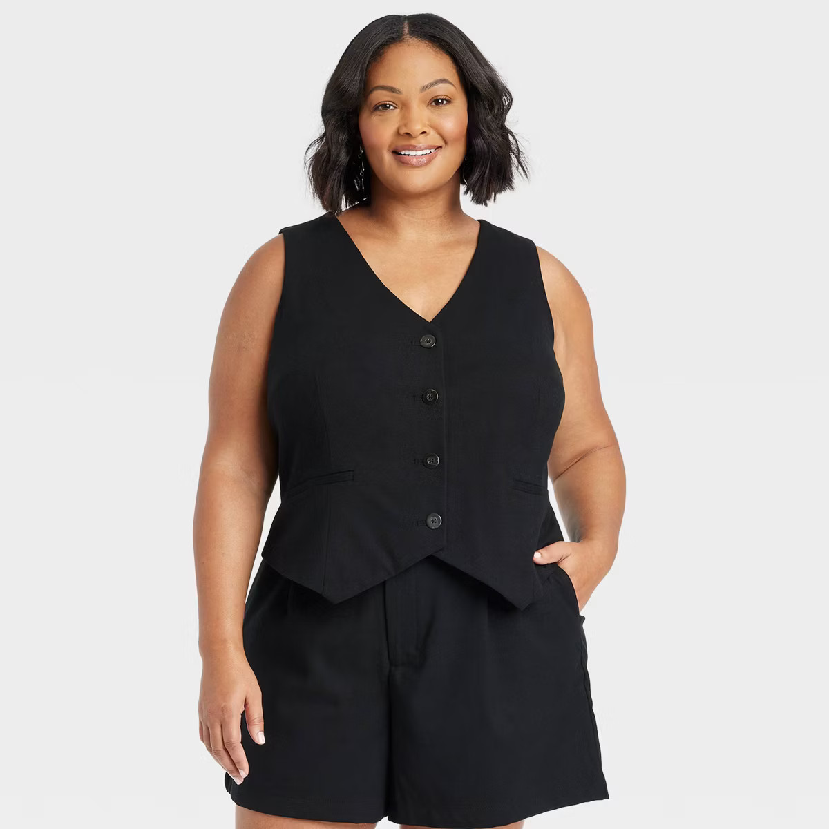 Women's Tailored Vest - Ava & Viv™ Gray Plaid 3X | Target