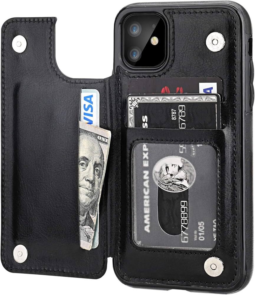 iPhone 11 Wallet Case with Card Holder,OT ONETOP PU Leather Kickstand Card Slots Case,Double Magn... | Amazon (US)