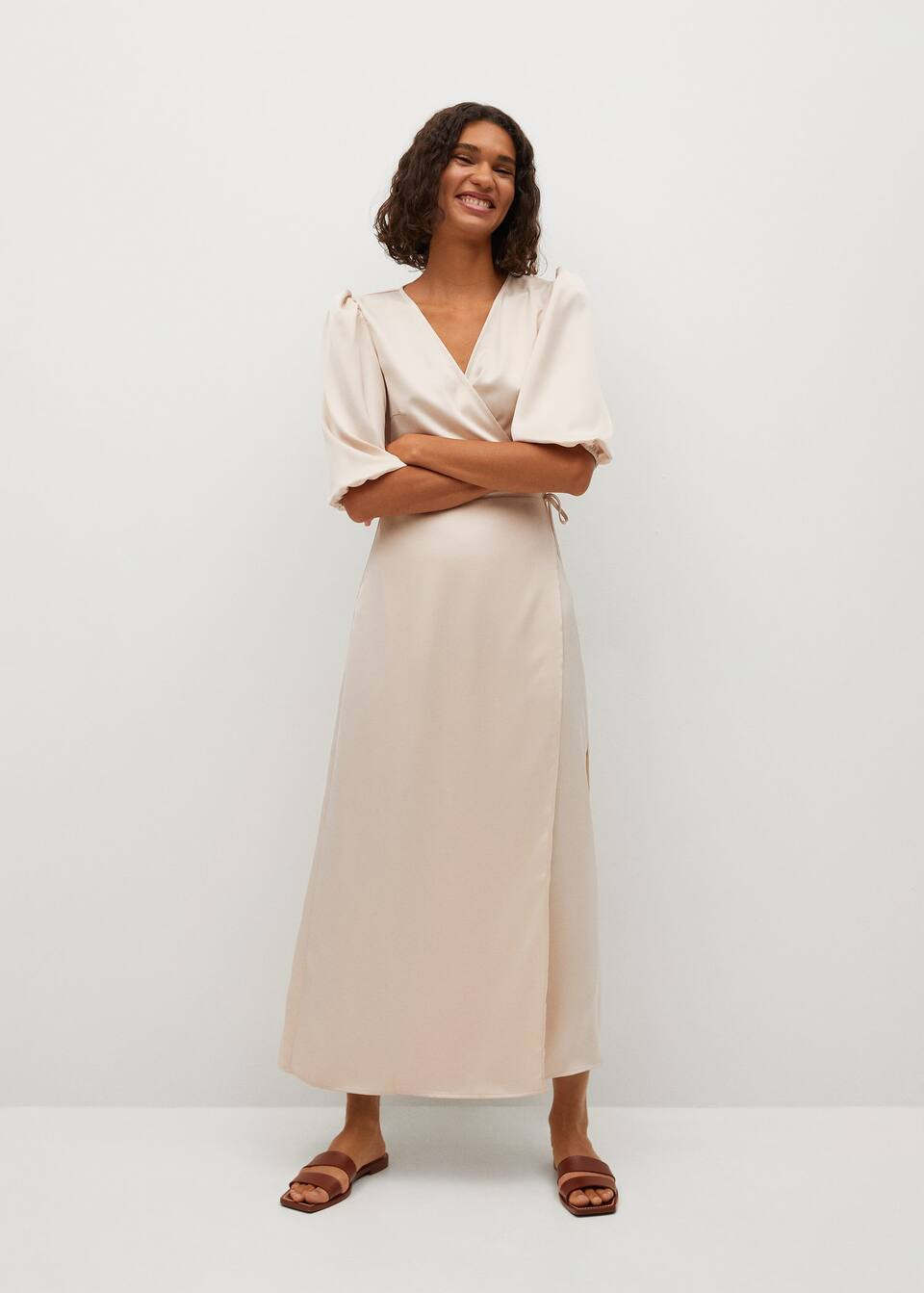 Wrapped satin dress | MANGO (US)