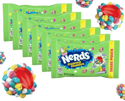 NERDS Gummy Clusters Easter Hoppin Bundle - 6 Pack Share Size Candy - Sweet & Crunchy Gummy Candy Pouches - Easter Treats & Basket Stuffers | Amazon (US)
