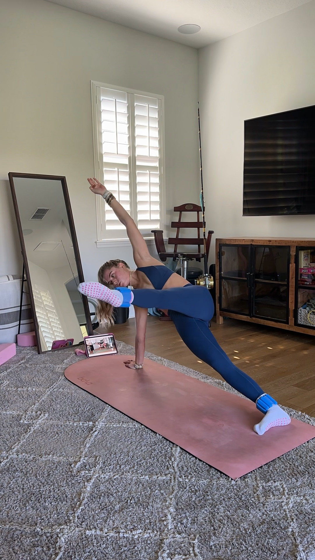 Leggings: CRZ YOGA Butterluxe High Waisted Lounge Legging 25" - Workout Leggings for Women Buttery Soft Yoga Pants. Sports bra: CRZ YOGA Butterluxe Deep V-Neck Sports Bras for Women - Spaghetti Strap Criss Cross Padded Bra Sexy Wireless Yoga Bra. #workoutgear #workoutwear #pilates #ootd #outfit #athleticwear #athleticoutfit #bikershorts #sportsbra #pilatesoutfit #athleisure #bala #pilatesworkout #pilateslovers #pilatestiktok #balabangles Bala use code SLOANE15. Pila barre pilates grip socks  

#LTKActive #LTKVideo #LTKFitness