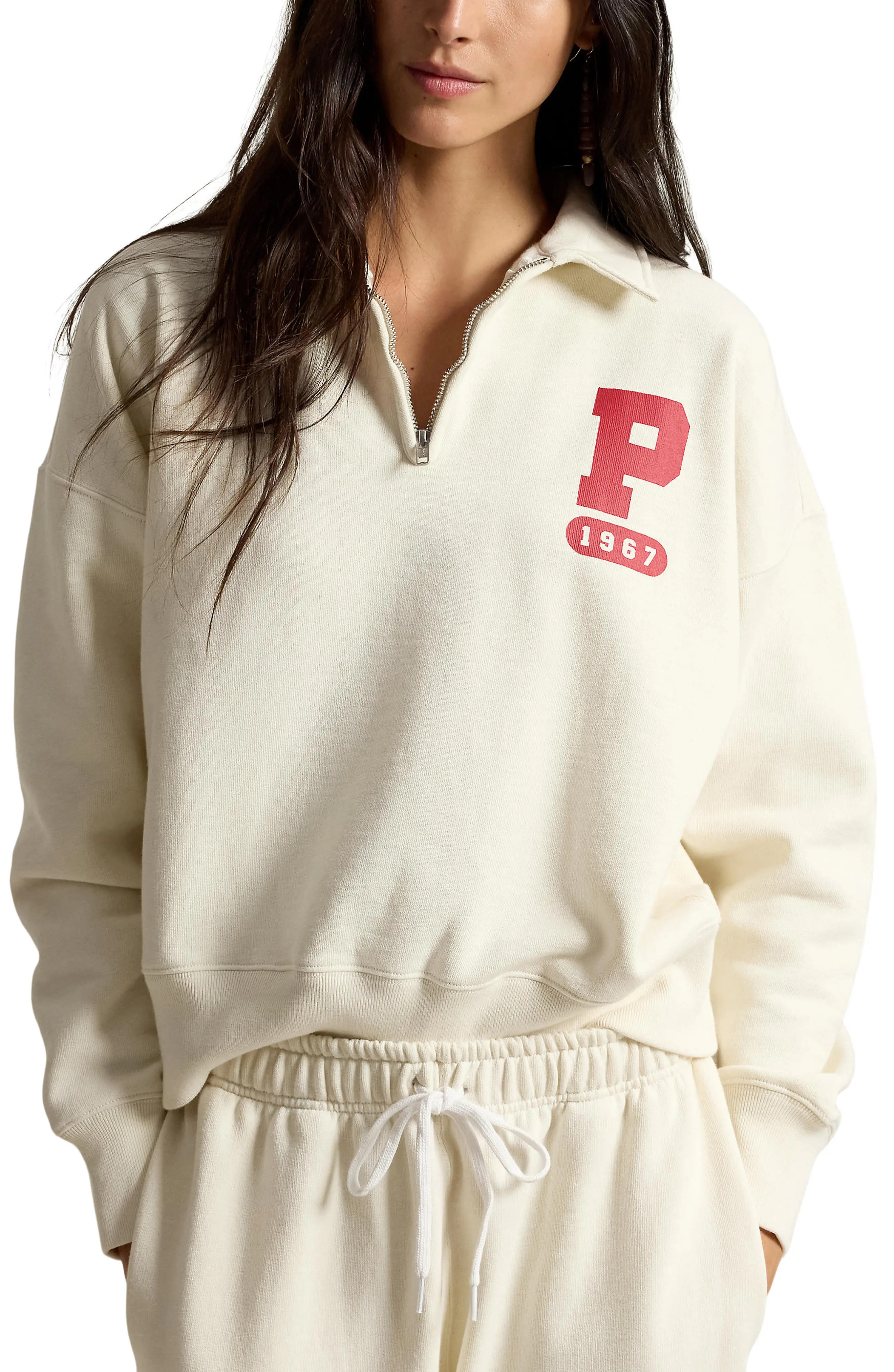 Polo Ralph Lauren Quarter Zip Graphic Fleece Sweatshirt (Women) | Nordstrom | Nordstrom