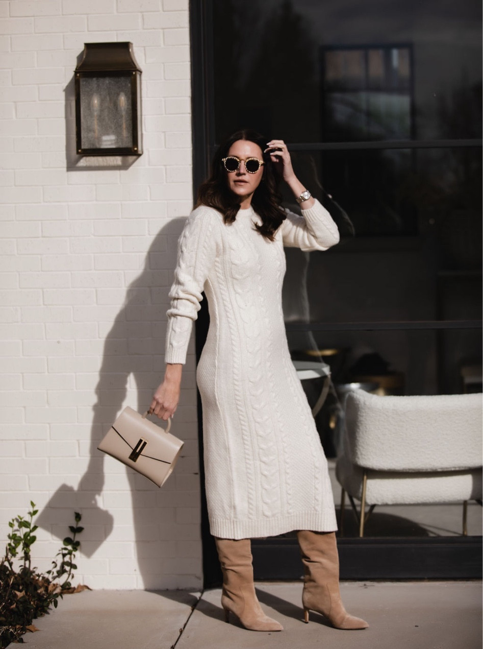Winter sweater dress, winter whites. Holiday outfit, holiday dress | use code Amanda40 for 40% off 

#LTKworkwear #LTKsalealert #LTKHoliday