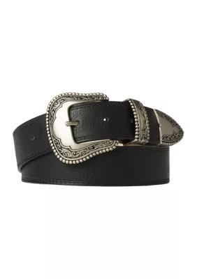 Vince Camuto Women's 40 Millimeter Western Buckle Belt, Black, Medium | Belk