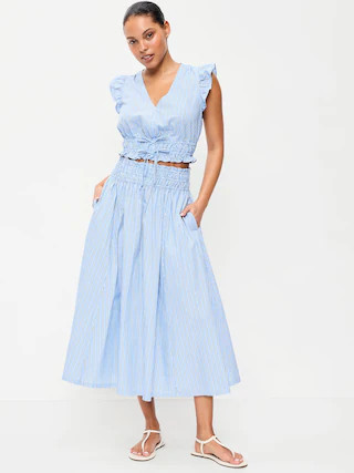 Smocked-Waist Midi Skirt | Old Navy (US)