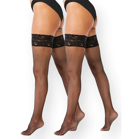 Joyspun Women s Fishnet Thigh High Stockings for Women 2-Pack | Walmart (US)