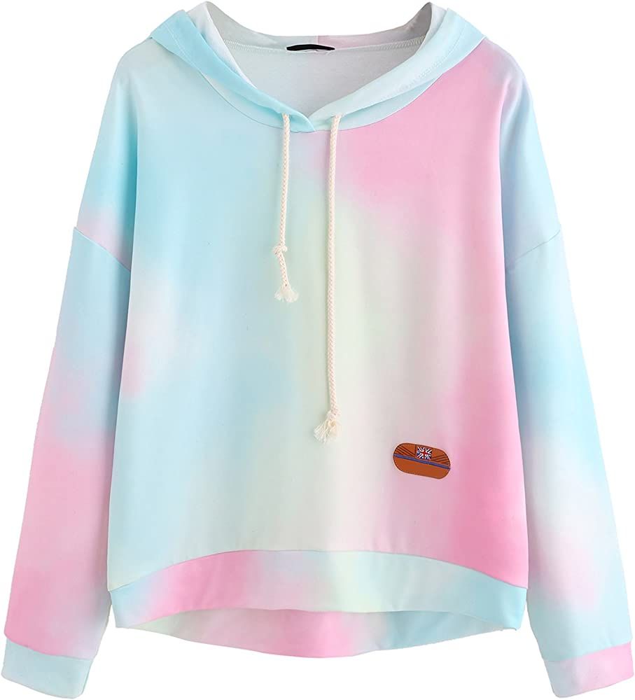 Women's Long Sleeve Hoodie Sweatshirt Colorblock Tie Dye Print Tops | Amazon (US)