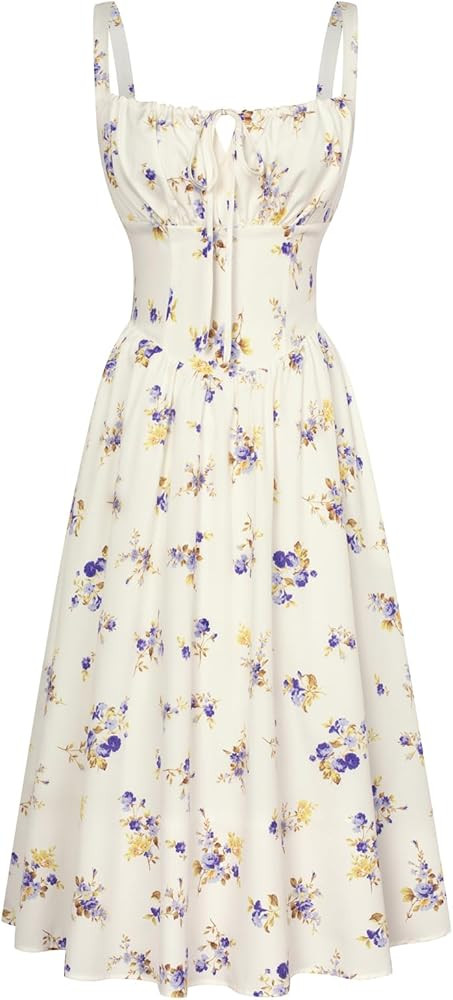 SCARLET DARKNESS Sommerkleid Damen Spaghetti Lange Boho Kleid Vintage Milkmaid Country Kleid | Amazon (DE)