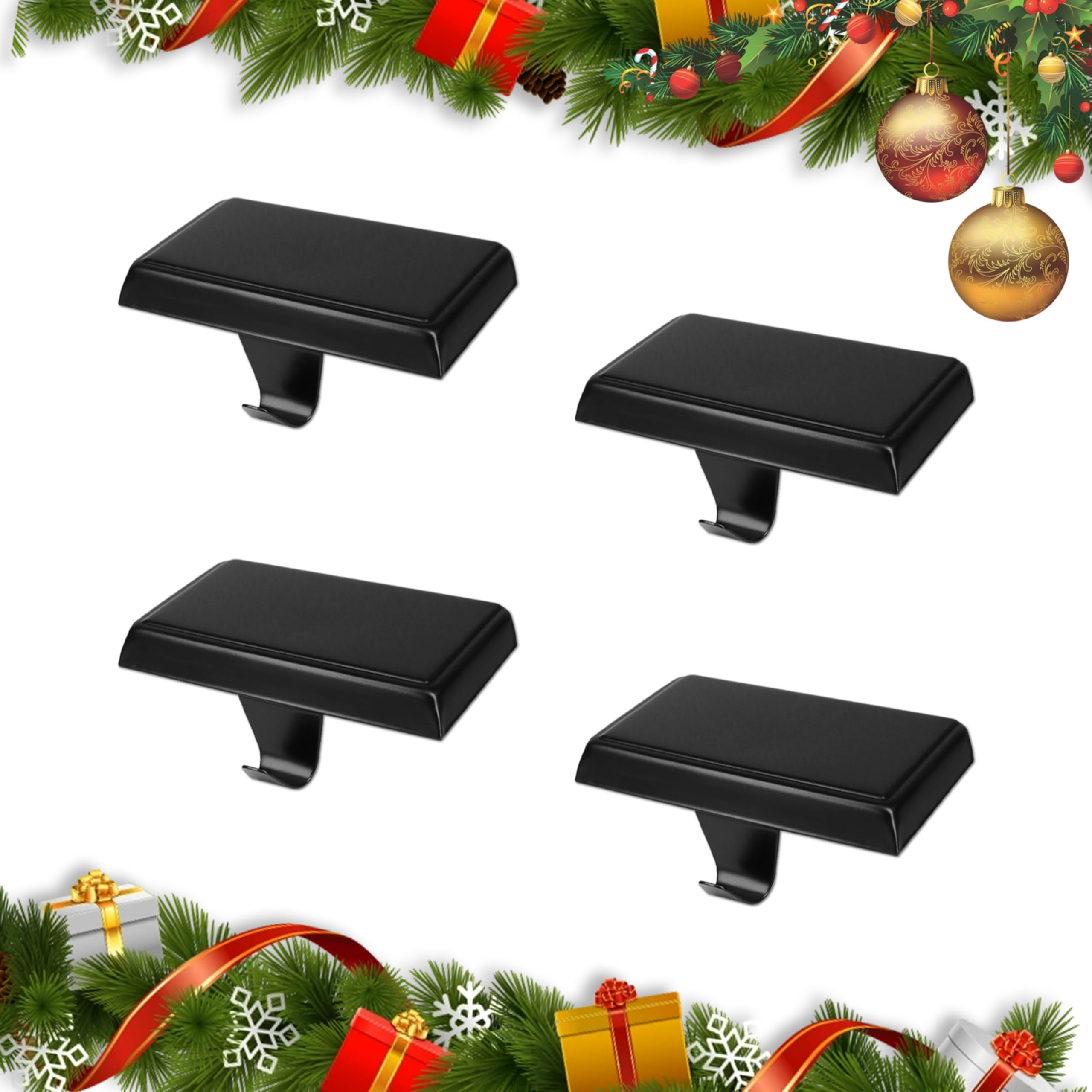 Set of 4 Christmas Weighted Stocking Holders for Fireplace Mantle – Heavy-Duty Xmas Low-Profile... | Amazon (US)