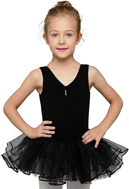 MdnMd Ballet Tutu Leotard Toddler Girls Ballerina Dance Outfit Dress Tutu with Tank V-Neck Ruched... | Amazon (US)