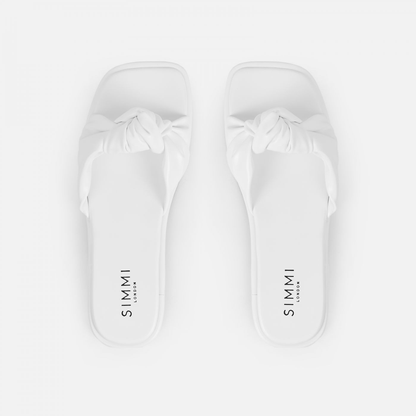 Xantia White Padded Knot Flat Sandals | Simmi Shoes