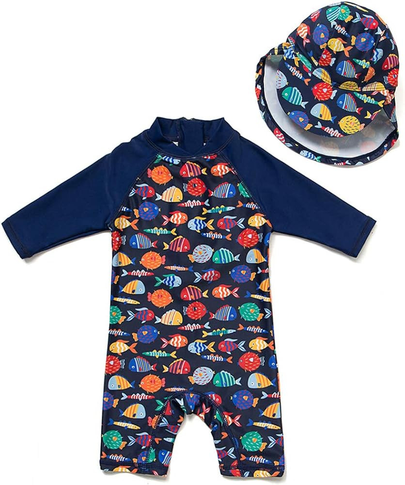 upandfast Baby/Toddler Swimsuit UPF 50+ Sun Protection One Piece Zipper Bathing Suit with Sun Hat... | Amazon (US)