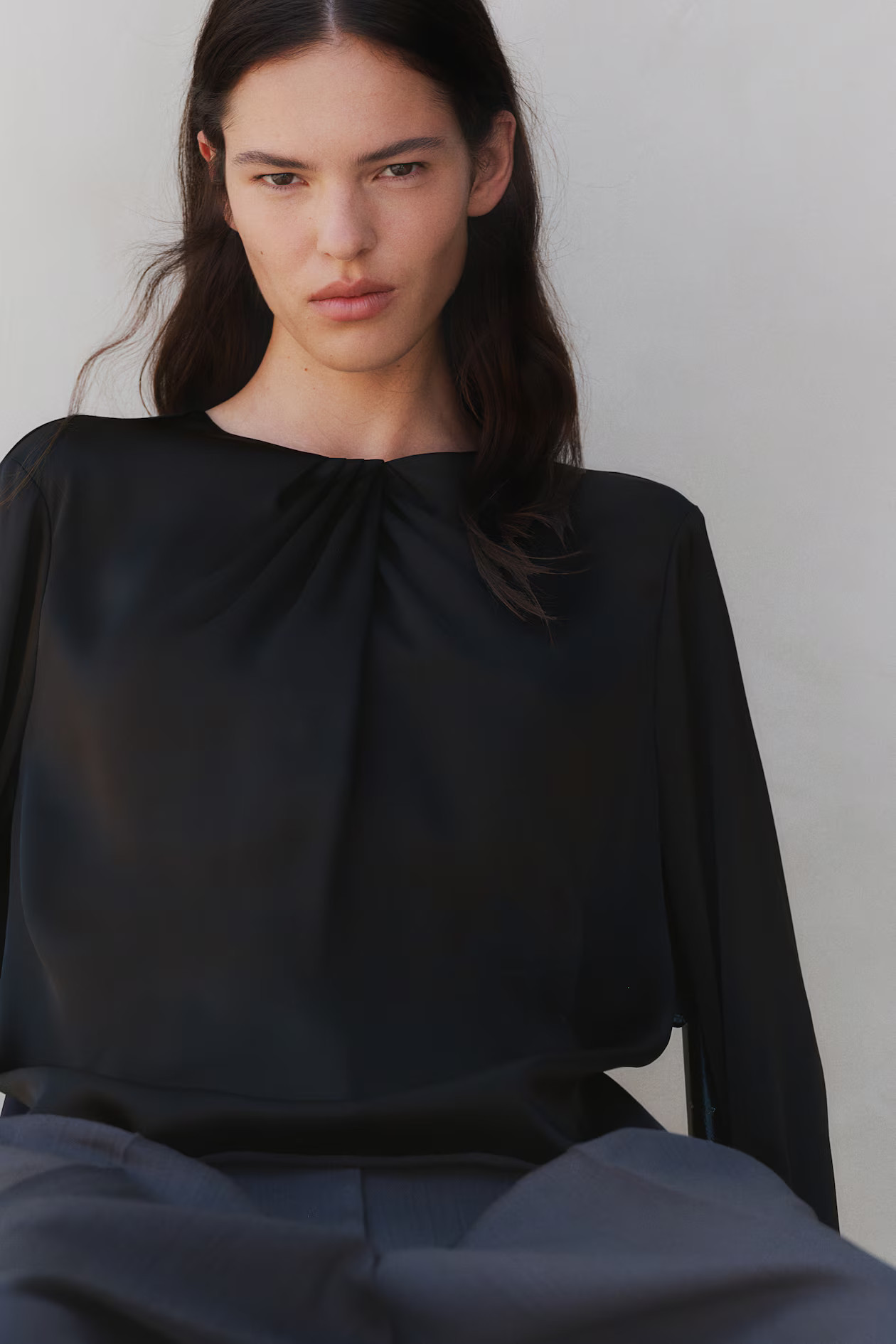 Pleat-Detail Satin Blouse | H&M (US + CA)
