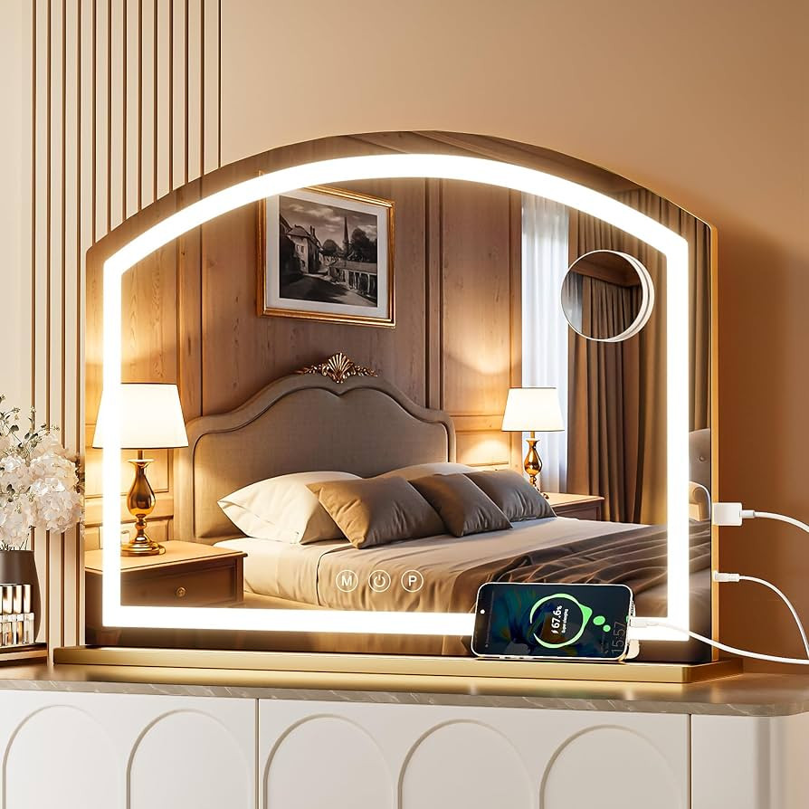 Hasipu Arch Vanity Mirror with Light, Arched Led Makeup Mirror with 10X Magnification, Tabletop D... | Amazon (US)