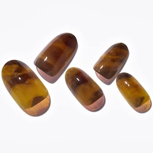Press on Nails Medium Almond GLAMERMAID, Brown Marble Amber Tortoiseshell Short Acrylic Fake Nail... | Amazon (US)