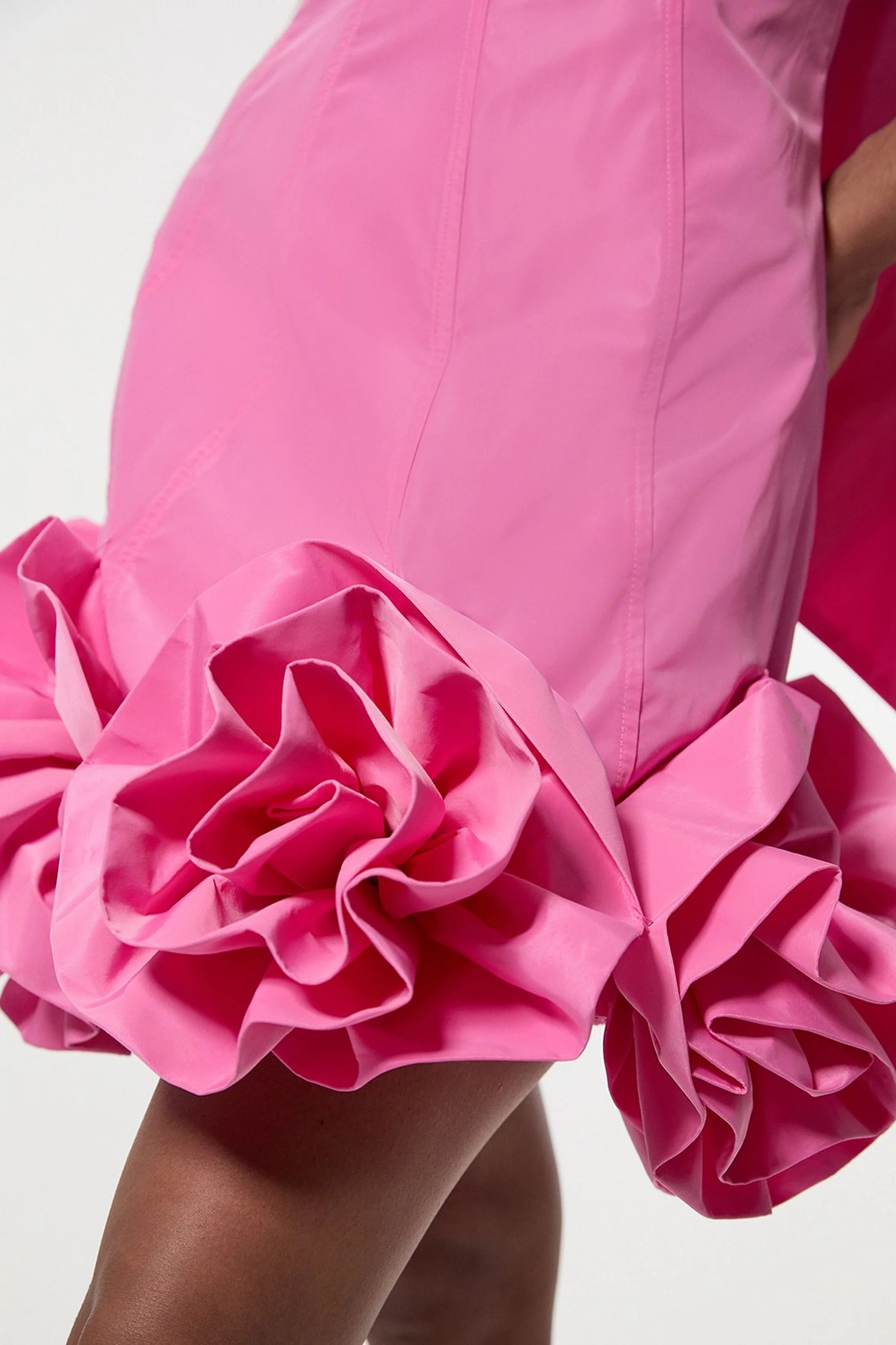 Drama Taffeta Rosette Woven Mini Dress With Bow Detail | Karen Millen UK + IE + DE + NL