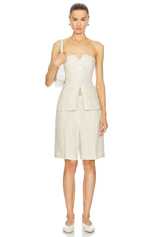 Seina Short in Natural Linen | Revolve Clothing (Global)