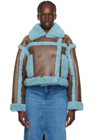 Brown & Blue Kristy Faux-Shearling Jacket | SSENSE