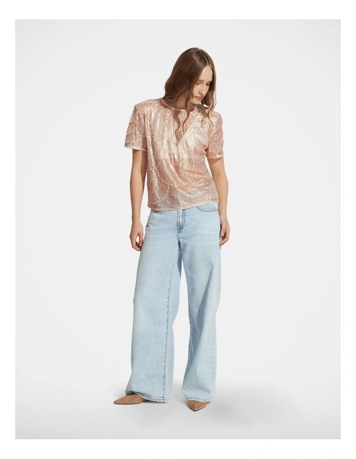 Amara Beaded Sequin Tee in Pink | Myer