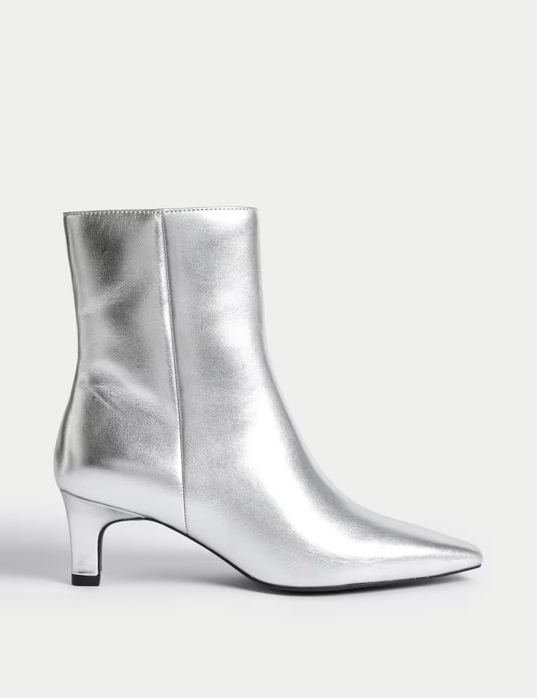 Leather Kitten Heel Chisel Toe Ankle Boots | Marks & Spencer (UK)