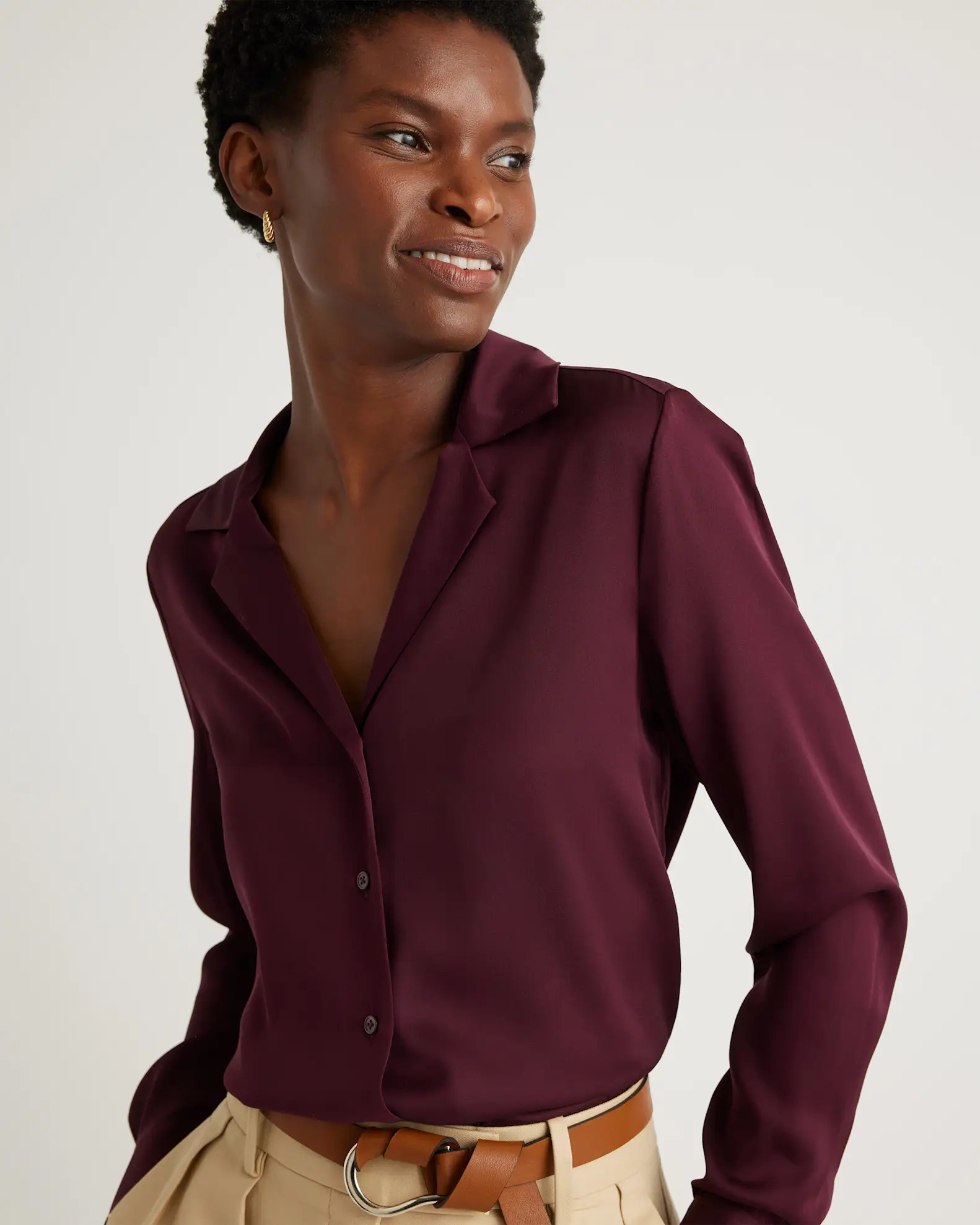 Washable Stretch Silk Notch Collar Blouse | Quince | Quince