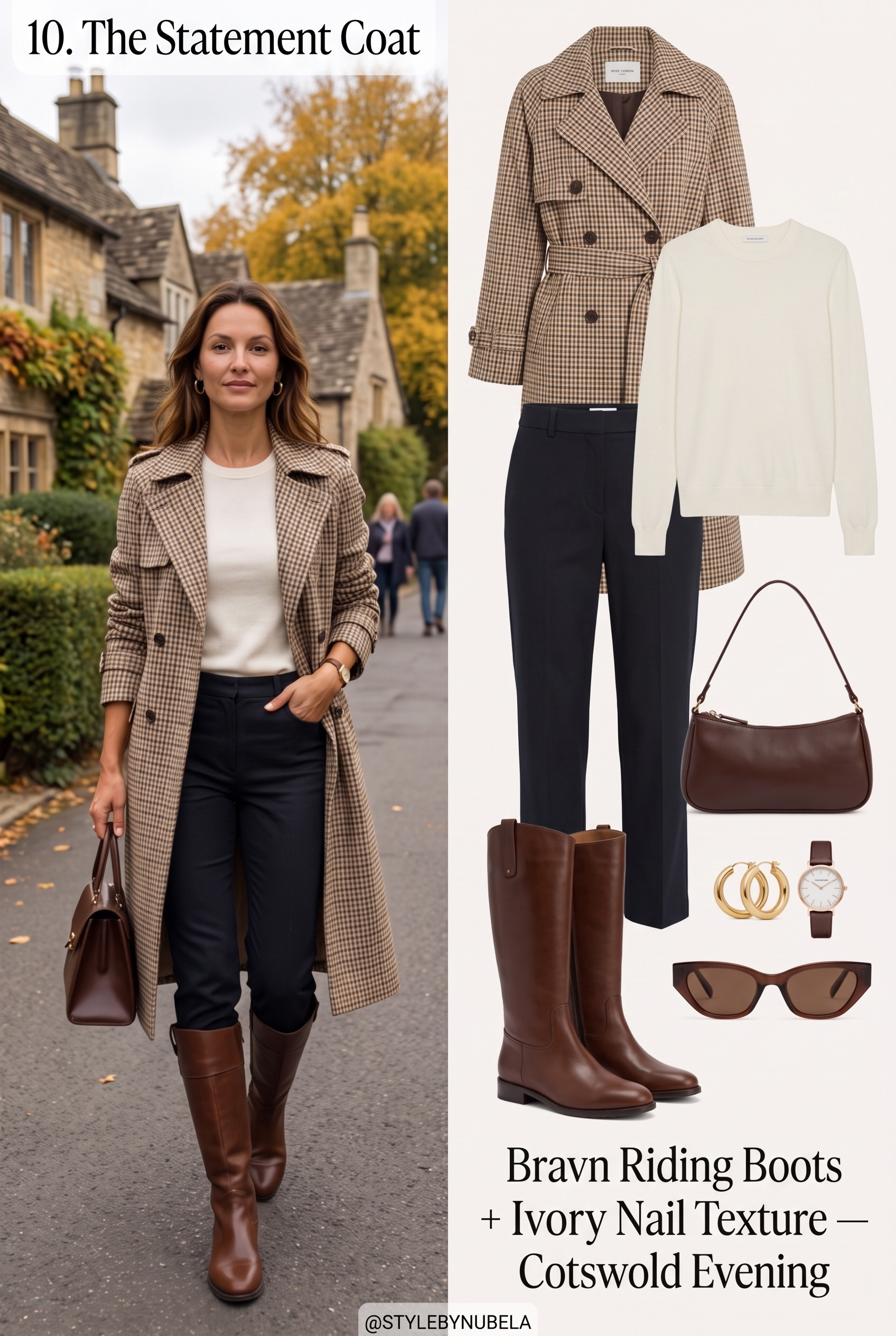 Check Trench Coat in beige and chocolate check over a simple ivory knit and dark straight-leg trousers, brown leather riding boots, structured chocolate handbag and delicate gold 
jewelry,. 

Teacher outfit, Summer/ Fall outfit style over 30, style over 40, business casual outfits, work outfits 

 #LTKSummer #LTKVacation 
#LTKPlusSize #LTKTall
#LTKPetite #LTKBump
#LTKmomlife #LTKOver40
#LTKMidsize #LTKvlog
#LTKgrwm #LTKootd
#LTKdayinmylife
#LTKSaleAlert 
#LTKSeasonal #LTKmomlife

fall outfits, fall fashion, fall style, autumn outfits, autumn fashion, fall outfit ideas, fall wardrobe, fall fashion trends, cozy fall outfits, casual fall outfits, chic fall outfits, neutral fall outfits, fall layering, fall essentials, sweater weather outfits, transitional outfits, outfit inspiration, women’s fashion, fall finds, fall must haves

#falloutfits #fallfashion #fallstyle #autumnoutfits #falloutfitideas #fallwardrobe #fallfashiontrends #cozyfalloutfits #casualfalloutfits #fallessentials #fallfinds #sweaterweather #falloutfitinspo #fallfashioninspo #outfitinspiration #womensfashion #transitionalstyle #layeringseason #casualchic #autumnfashion

#LTKdayinmylife #LTKWorkwear #LTKTravel