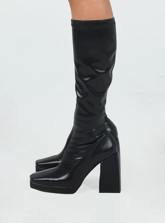 Zayas Knee High Boots Black | Princess Polly US