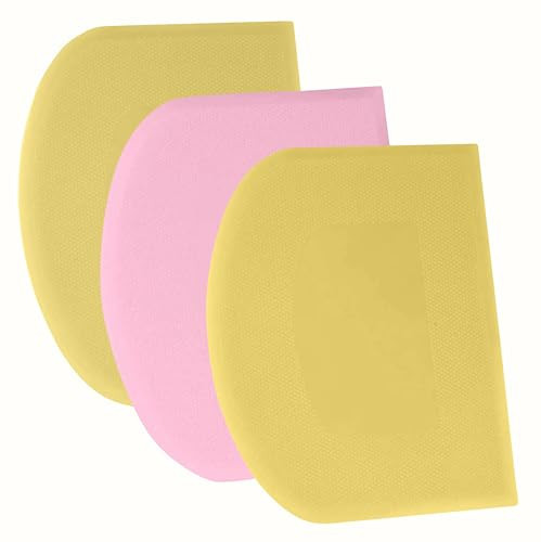 SURDOCA Dough Scraper Bench Scraper - 3P 4.7x3.7" Plastic Flexible Bowl Scraper, Sharp Edge & Angles Cake Scraper. Non-Slip Bakeware Decorating Tools Sculpting & Modeling Tools - Yellow+Pink+Yellow | Amazon (US)