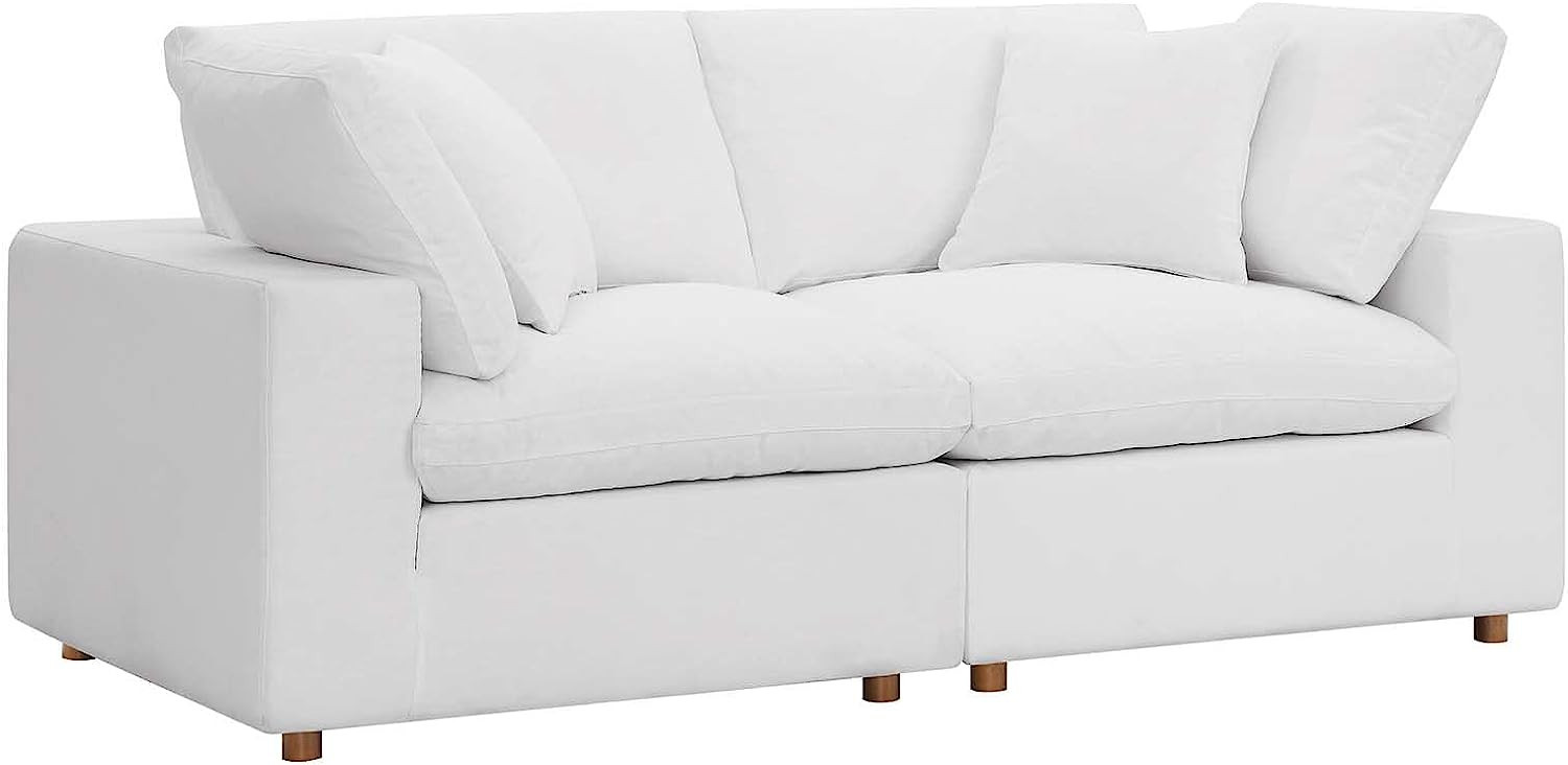 Modway Commix Down-Filled Overstuffed Upholstered Loveseat in Pure White | Amazon (US)