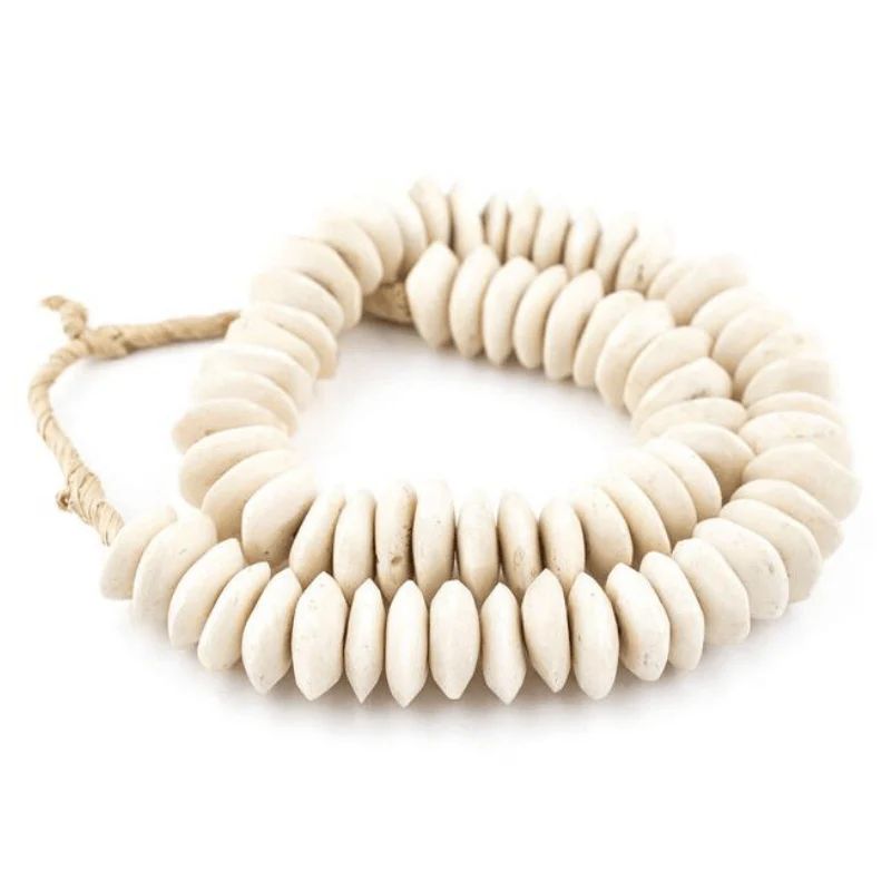 Large White Bone Saucer Beads | Winnoby 