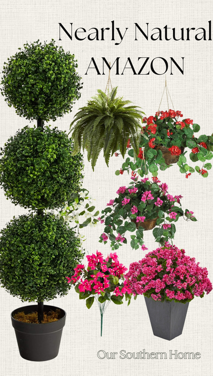  
I use all faux Nearly Natural plants in our front and back porches. They look great and no maintenance! 

Nearly Natural | Faux Outdoor Plants | Amazon Home
 

#LTKMothersDay #LTKSeasonal #LTKHome
