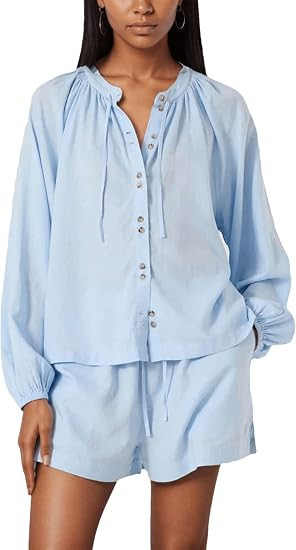 Wanzetaly Women's 2 Piece Sets Long Sleeve Button Down Shirt Matching Shorts Sets Spring Outfit 2... | Amazon (US)