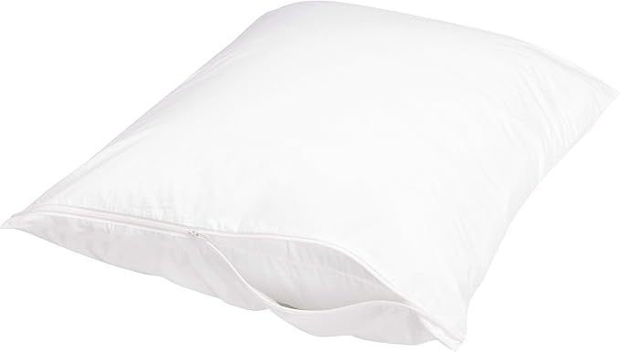 Amazon Basics Standard Breathable 100% Cotton Hypoallergenic Pillow Protector with Zipper, Machin... | Amazon (US)