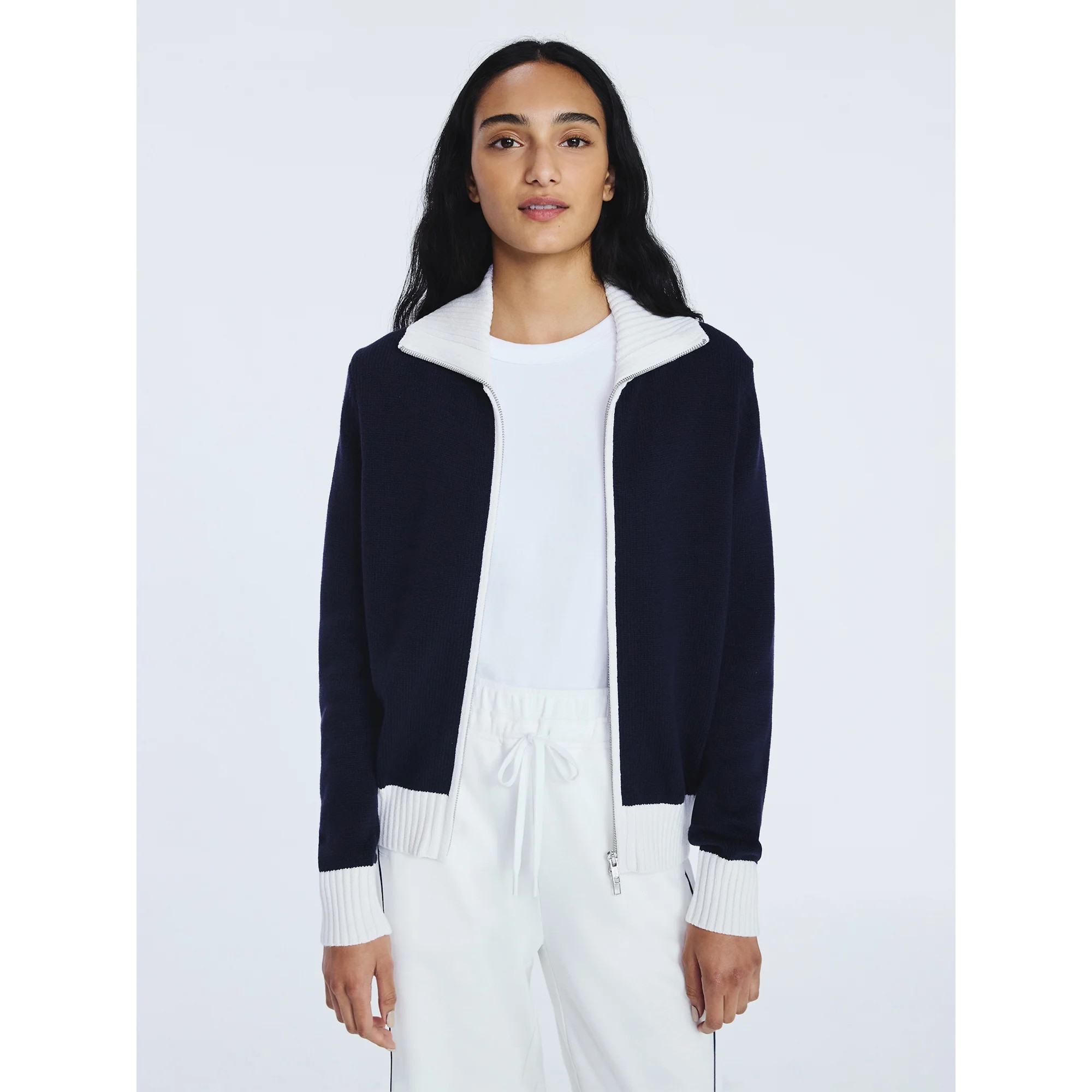 Free Assembly Women's Zip Front Sweater with Long Sleeves, Midweight, Sizes XS-XXL | Walmart (US)