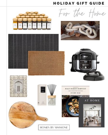 Holiday gift guide for the home! Kitchen, spice jars, wood links, air fryer, ninja foodi, doormat, outdoor rug, coffee table book, cookbook, cutting board, picture frame, diffuser, home decor.

#LTKCyberweek #LTKhome #LTKunder100