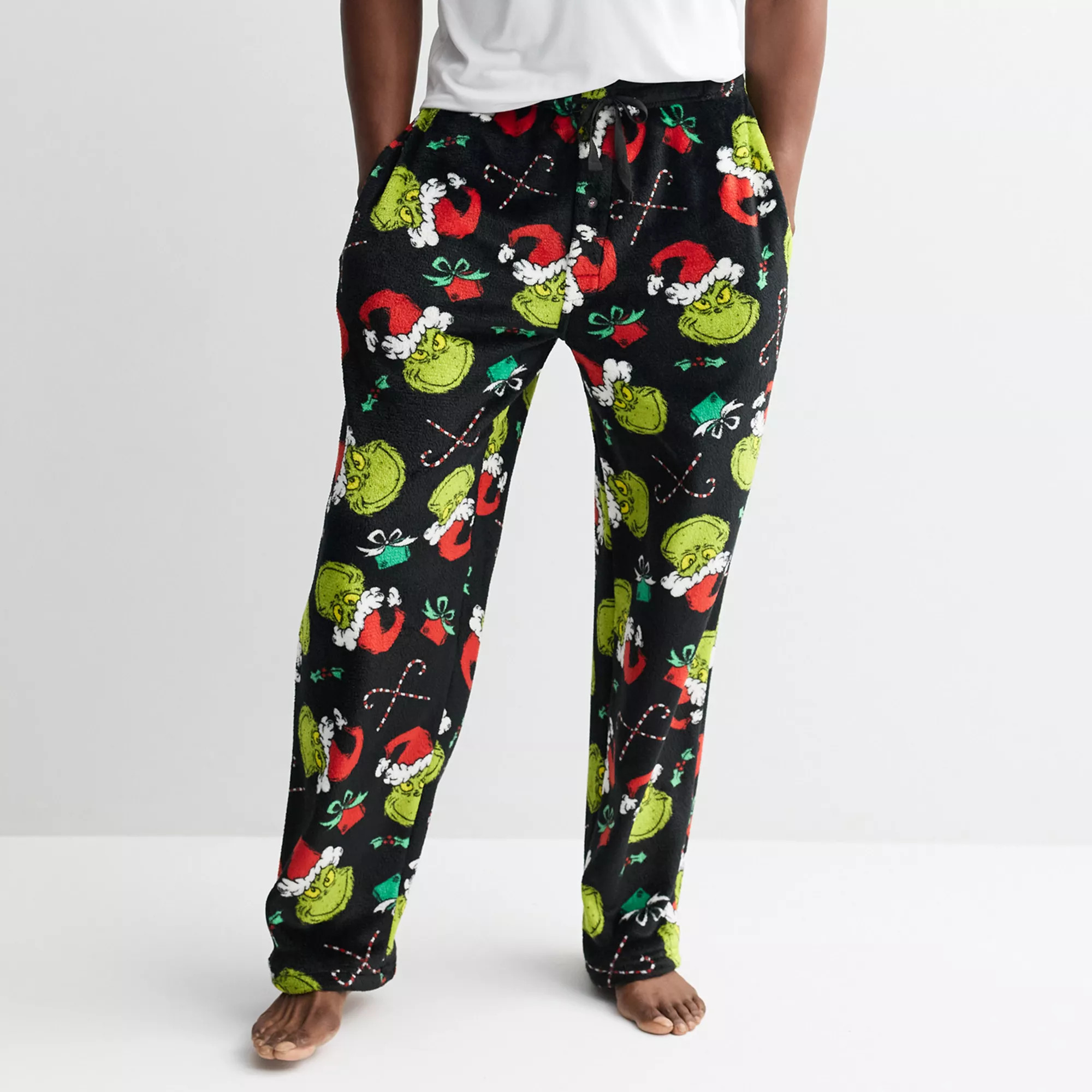 Men's Dr. Seuss The Grinch Santa Elements Plush Fleece Pajama Pants | Kohl's