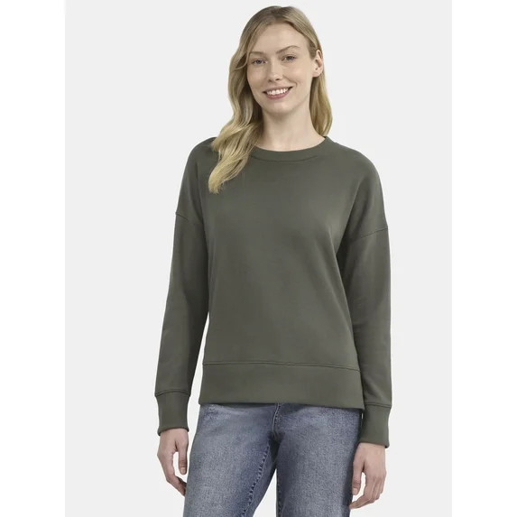 Time and Tru Women's Tunic Sweatshirt with High-Low Hem, Sizes XS -4X | Walmart (US)